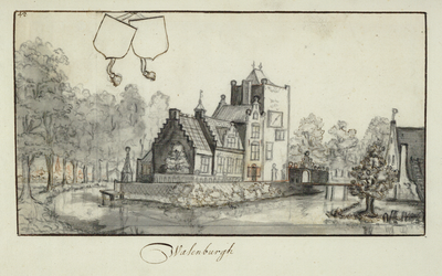 135449 Gezicht op het kasteel Walenburg te Nederlangbroek (gemeente Langbroek) uit het zuiden, met rechts de ...